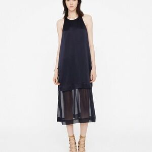 Club Monaco Silk Halter Midi Black Dress